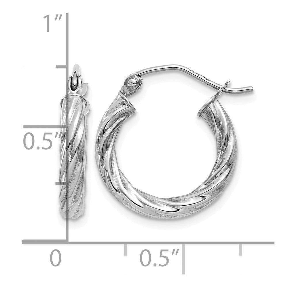 14k White Gold Polished 3.25mm Twisted Hoop Earrings