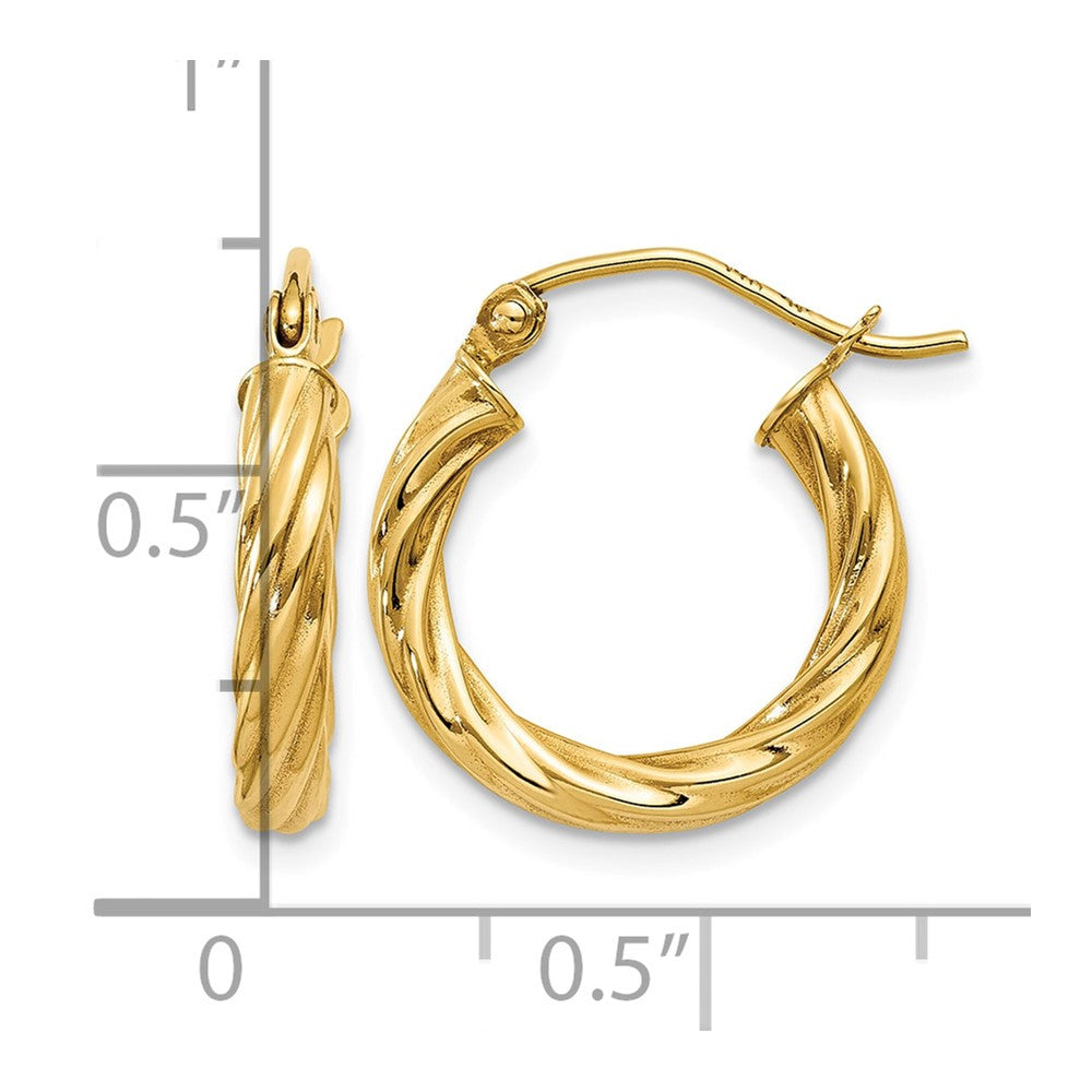 14k Polished 2.75mm Twisted Hoop Earrings