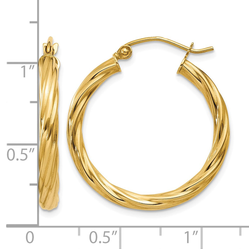 14k Polished 3.25mm Twisted Hoop Earrings