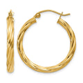 14k Polished 3.25mm Twisted Hoop Earrings