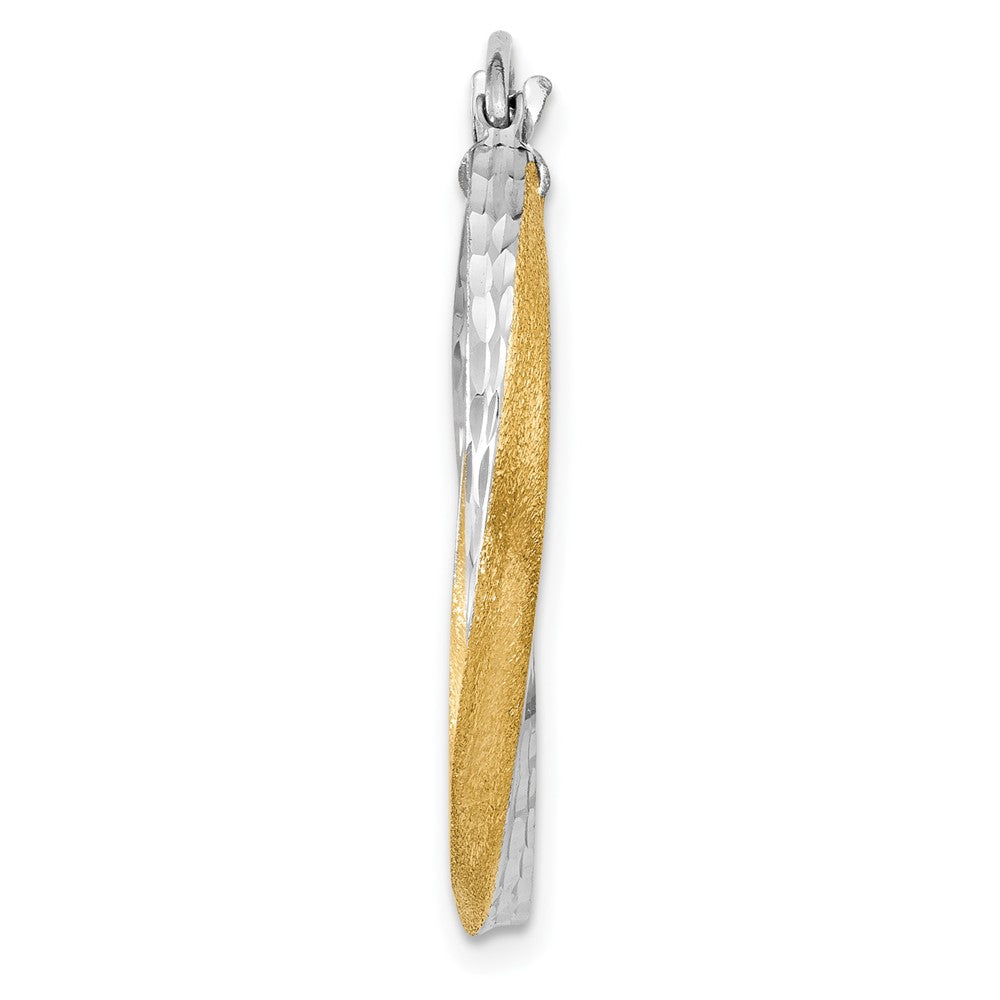 Single 14k & Rhodium Diamond-cut 2.5mm Twisted Hoop Earring