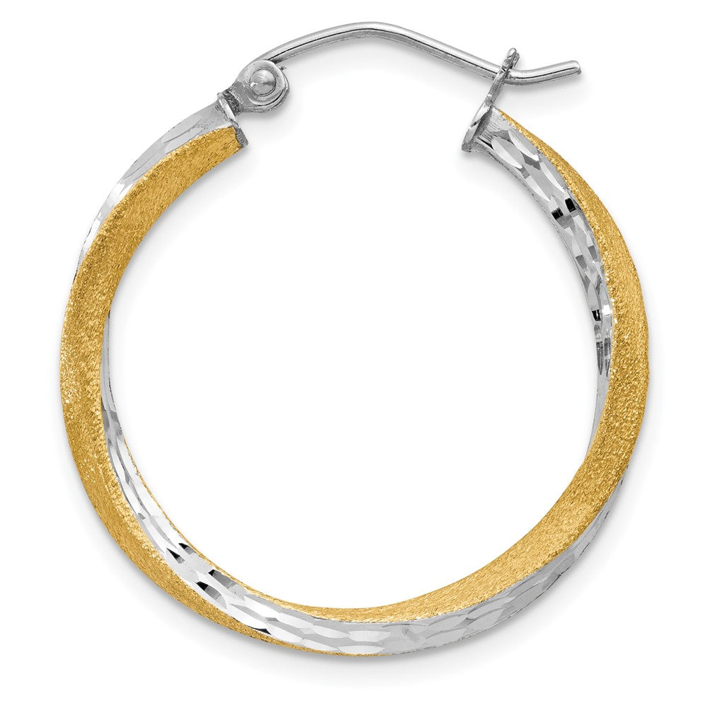 Single 14k & Rhodium Diamond-cut 2.5mm Twisted Hoop Earring