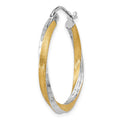 Single 14k & Rhodium Diamond-cut 2.5mm Twisted Hoop Earring