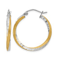 14k & Rhodium Diamond-cut 2.5mm Twisted Hoop Earrings