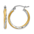 14k & Rhodium Diamond-cut 2.5mm Twisted Hoop Earrings