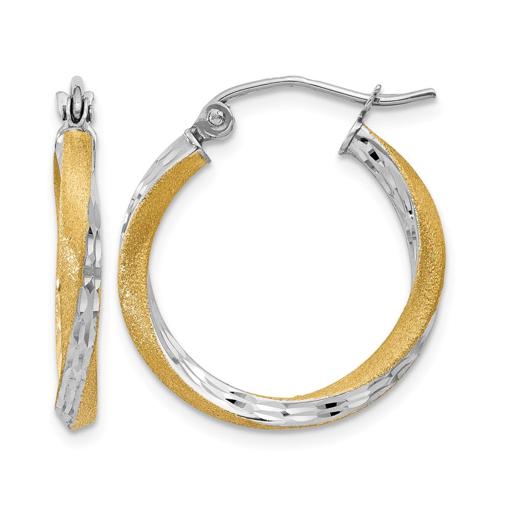 14k & Rhodium Diamond-cut 2.5mm Twisted Hoop Earrings