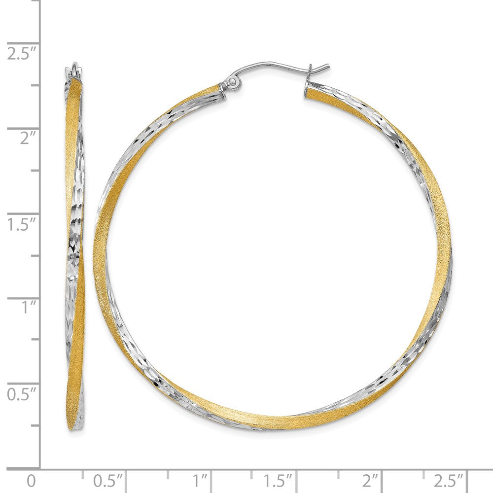 14k & Rhodium Diamond-cut 2.5mm Twisted Hoop Earrings