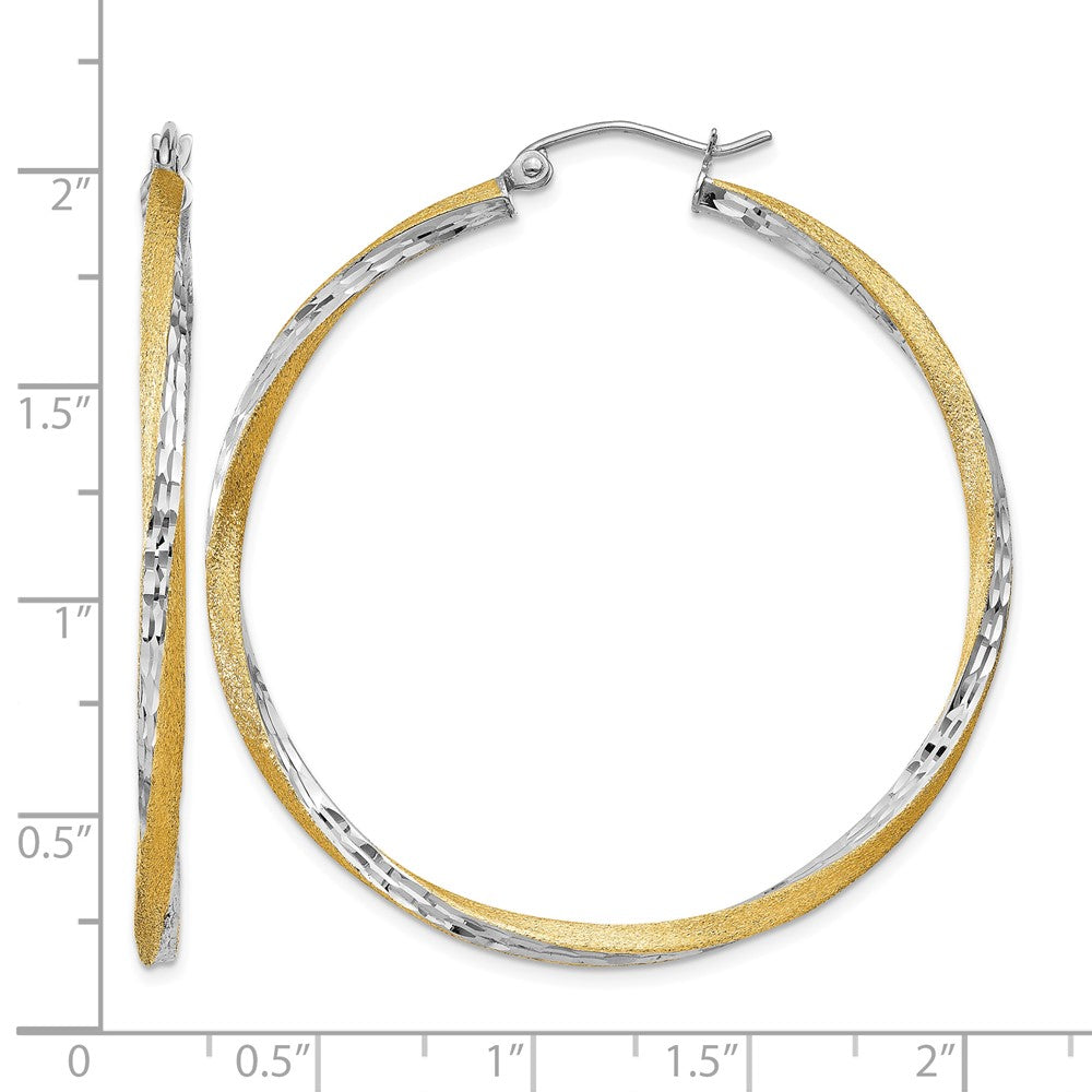 14k & Rhodium Diamond-cut 2.5mm Twisted Hoop Earrings