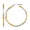 14k & Rhodium Diamond-cut 2.5mm Twisted Hoop Earrings