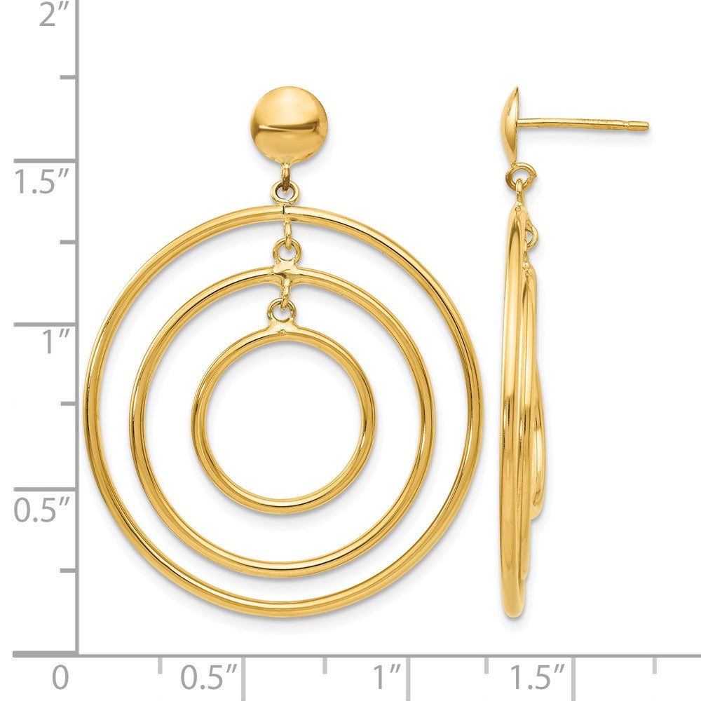 14k Fancy Circle Dangle Post Earrings