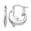 14k White Gold Polished Dolphin Hoop Earrings