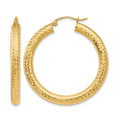 14k Diamond-cut 4mm Round Hoop Earrings