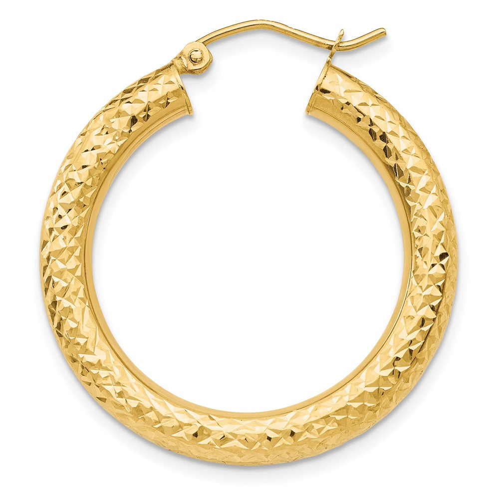 Single 14k Diamond-cut 4mm Round Hoop Earring