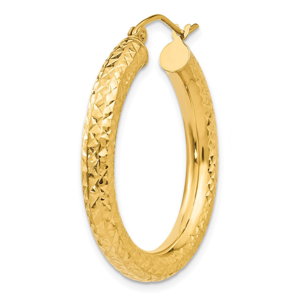 Single 14k Diamond-cut 4mm Round Hoop Earring