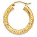 Single 14k Diamond-cut 4mm Round Hoop Earring