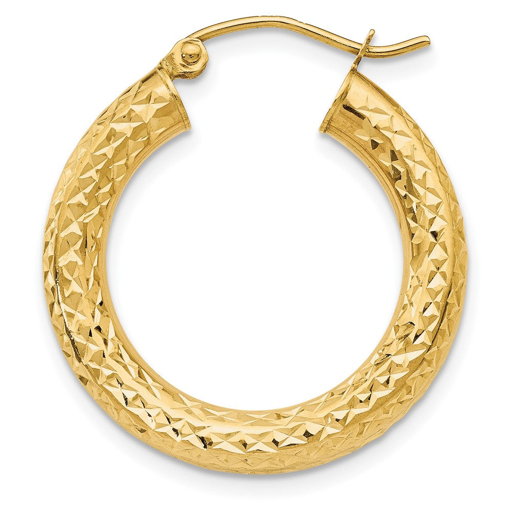 Single 14k Diamond-cut 4mm Round Hoop Earring