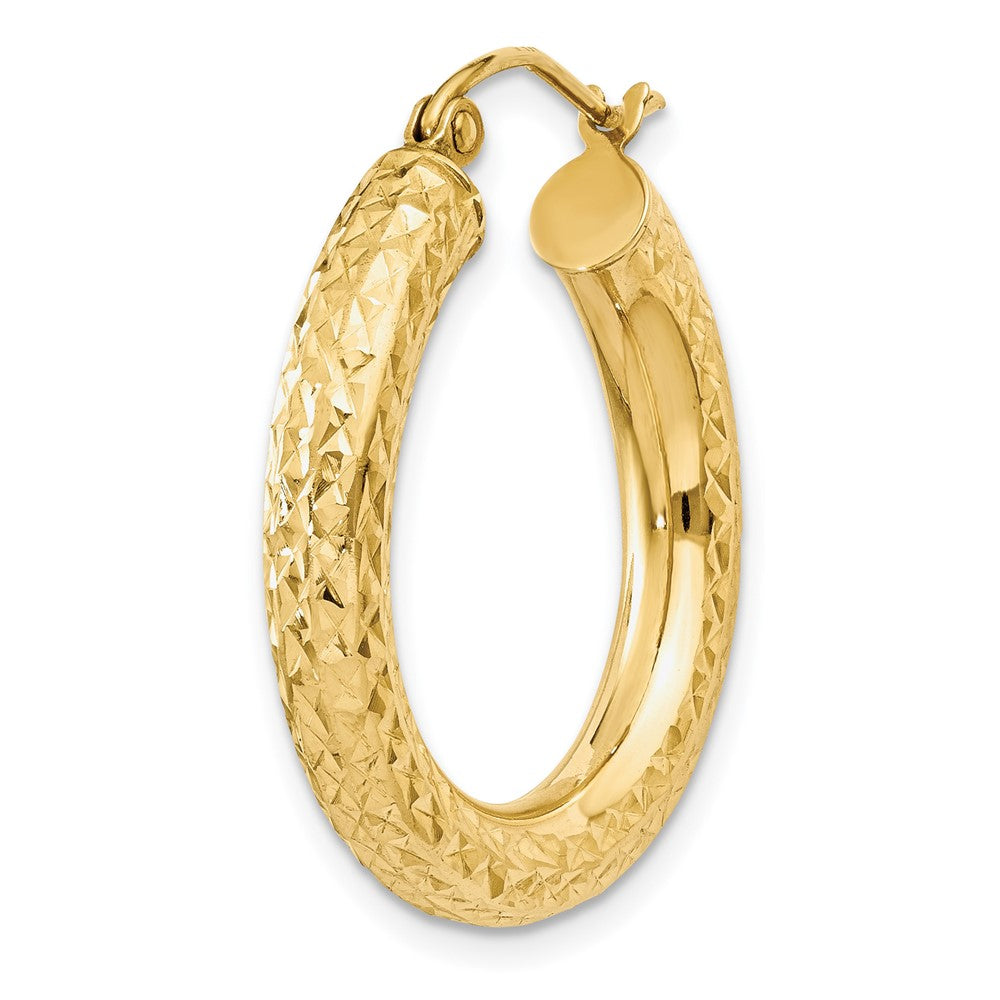 Single 14k Diamond-cut 4mm Round Hoop Earring