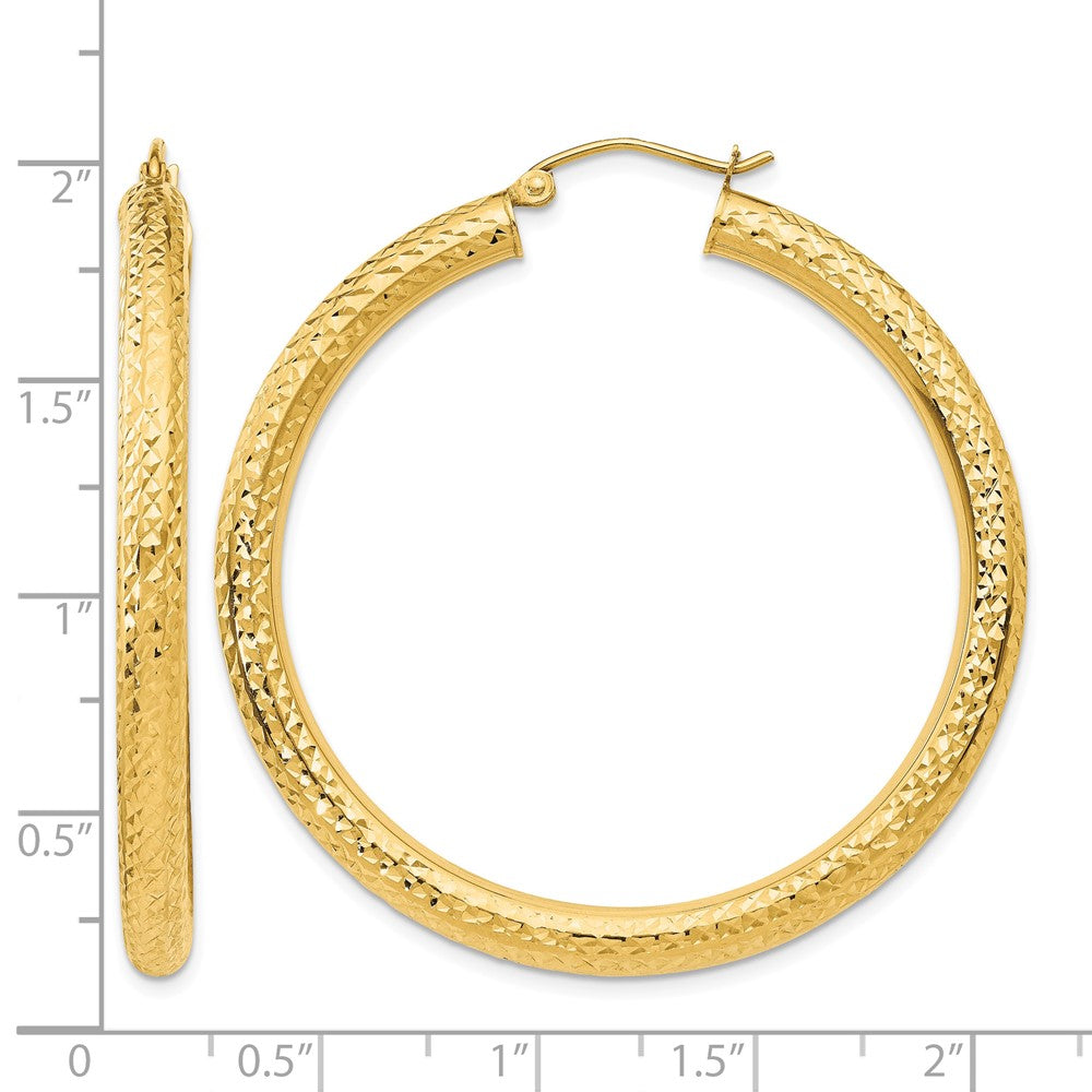 14k Diamond-cut 4mm Round Hoop Earrings