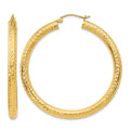 14k Diamond-cut 4mm Round Hoop Earrings