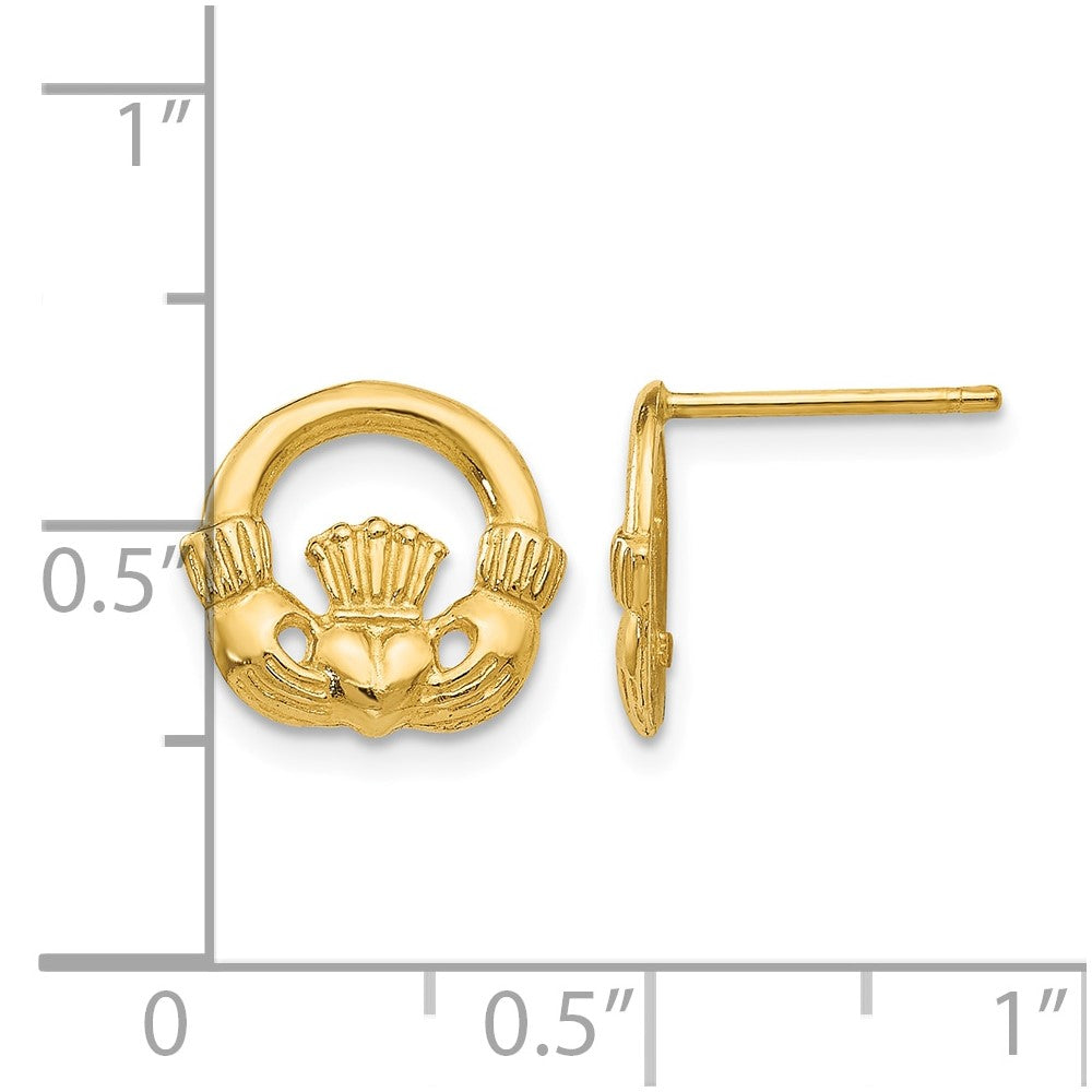 14k Claddagh Post Earrings
