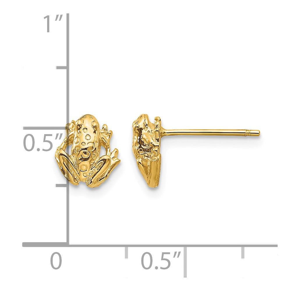 14k Mini Frog Post Earrings