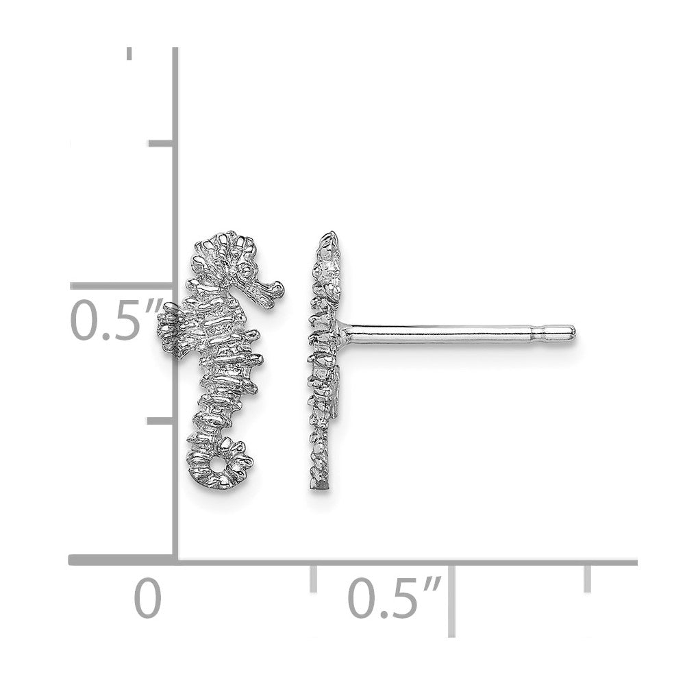 14K White Gold Mini Seahorse Post Earrings