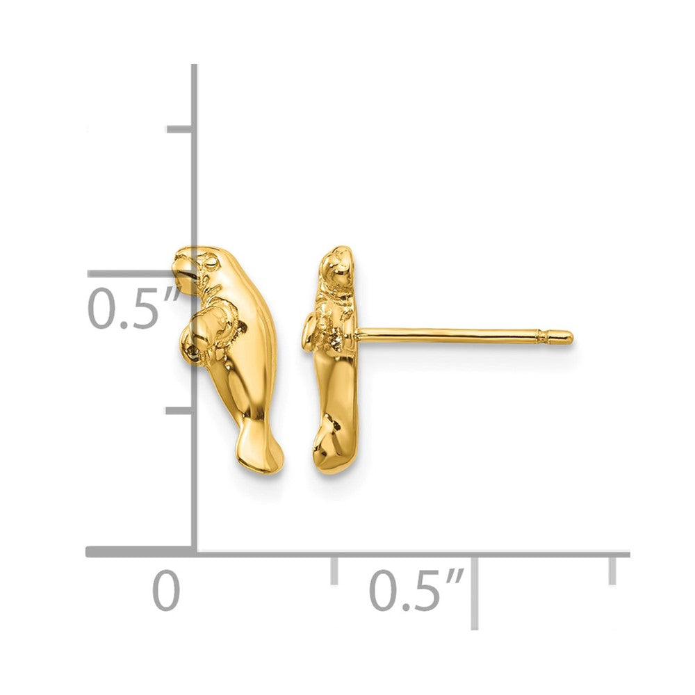 14k Mini Manatee Post Earrings