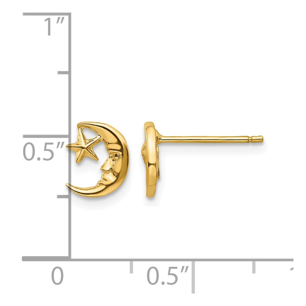 14k Moon and Star Post Earrings