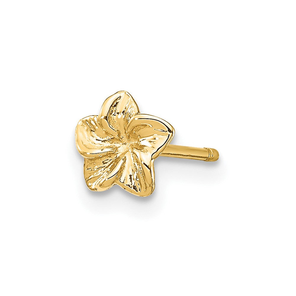 Single 14k Plumeria Flower Post Earring