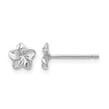 14k White Gold Plumeria Flower Post Earrings