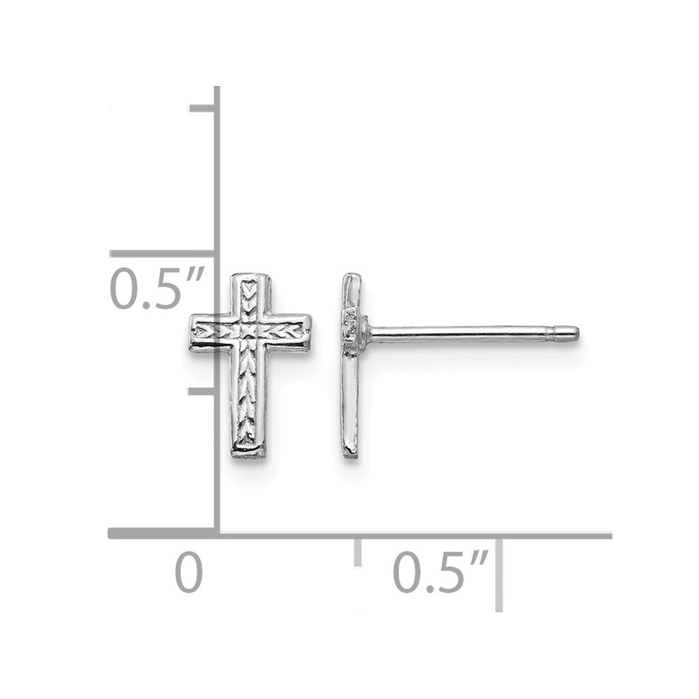 14k White Gold Polished Cross Post Earrings
