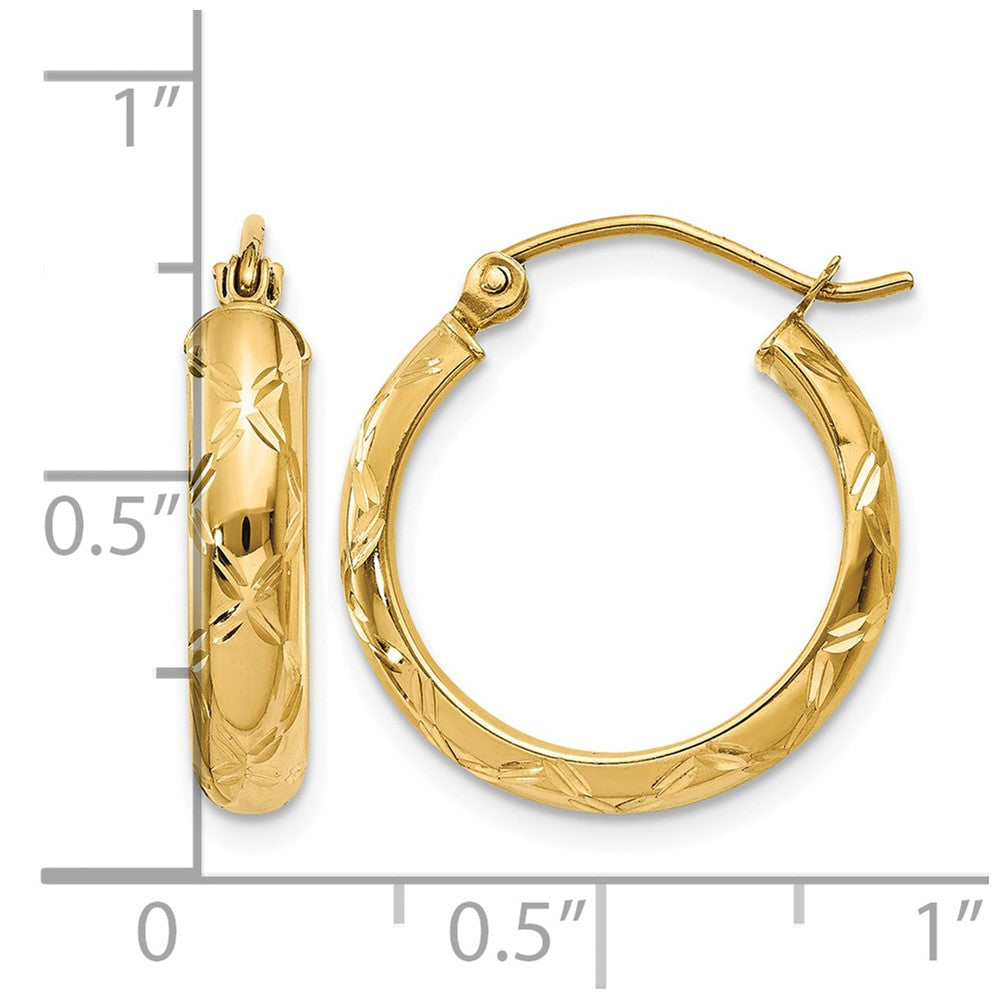 14k Diamond-cut Polished Hoop Earring