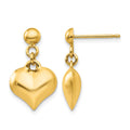 14k Polished Puffed Heart Dangle Post Earrings