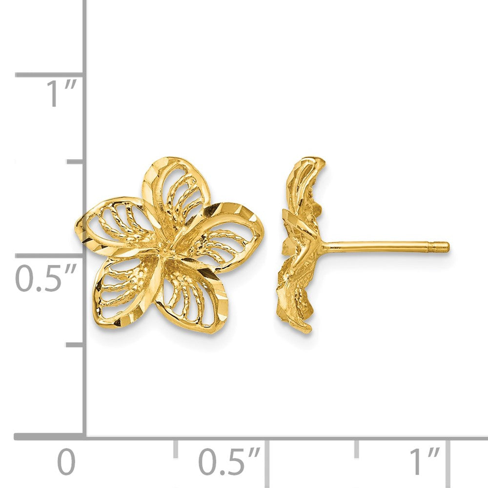 14K Diamond-cut Filigree Plumeria Earrings