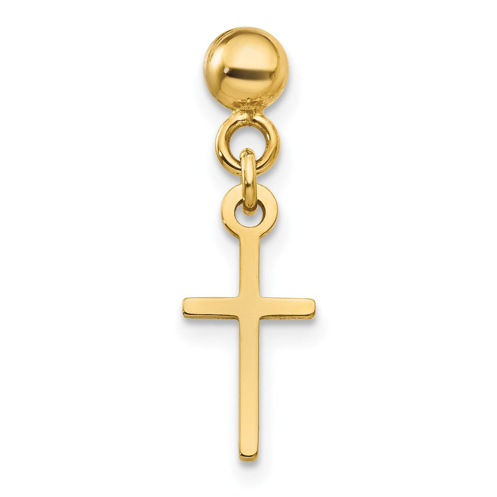 Single 14k Polished Cross Dangle Post Earring