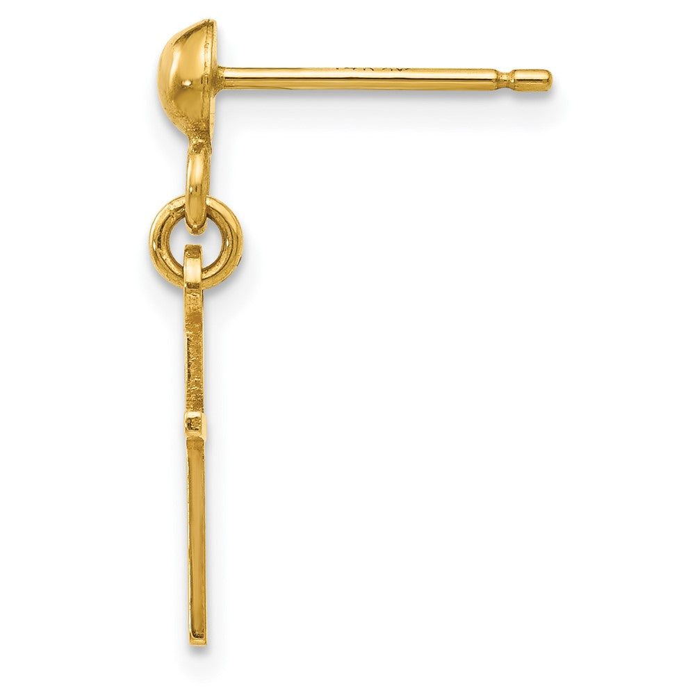 Single 14k Polished Cross Dangle Post Earring