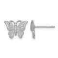 14K White Gold Diamond-cut Butterfly Earrings