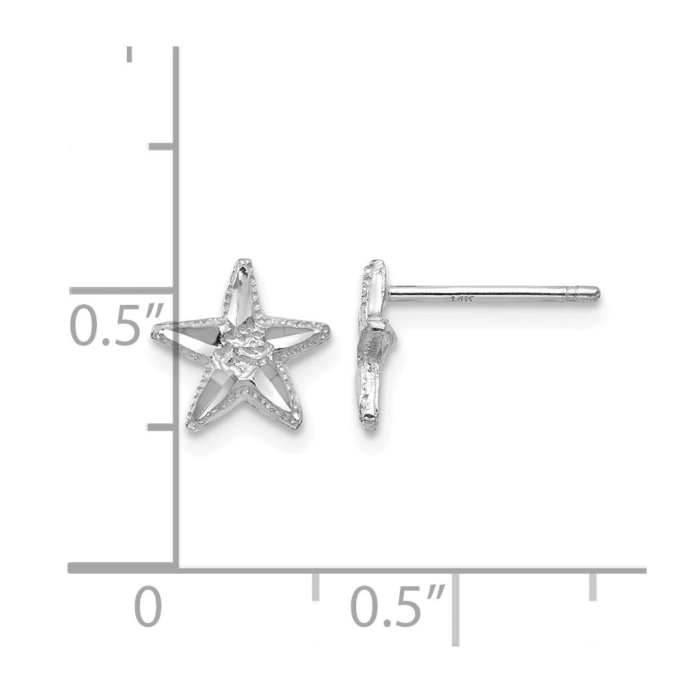 14k White Gold Diamond-cut Starfish Earrings