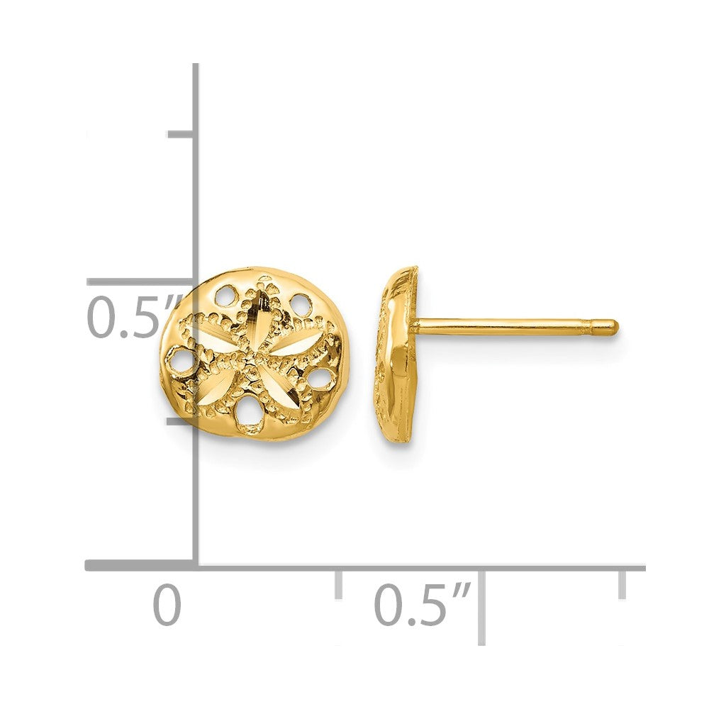 14K Diamond-cut Sand Dollar Earrings