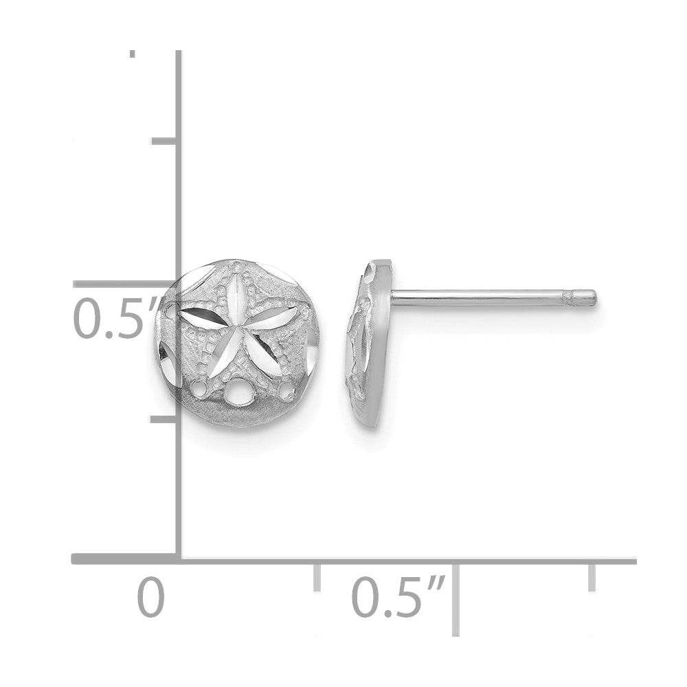 14k White Gold Diamond-cut Sand Dollar Earrings