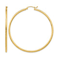 14k Diamond-cut 2mm Round Tube Hoop Earrings