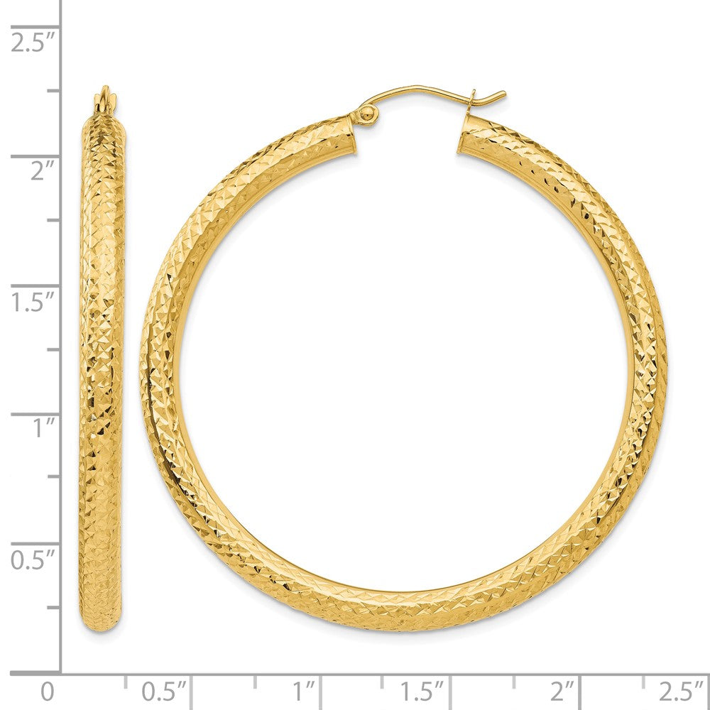14k Diamond-cut 4mm Round Hoop Earrings