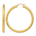 14k Diamond-cut 4mm Round Hoop Earrings