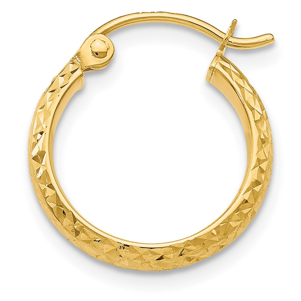 Single 14K Diamond-cut 2.5x15mm Hollow Hoop Earring