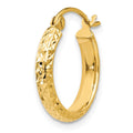 Single 14K Diamond-cut 2.5x15mm Hollow Hoop Earring
