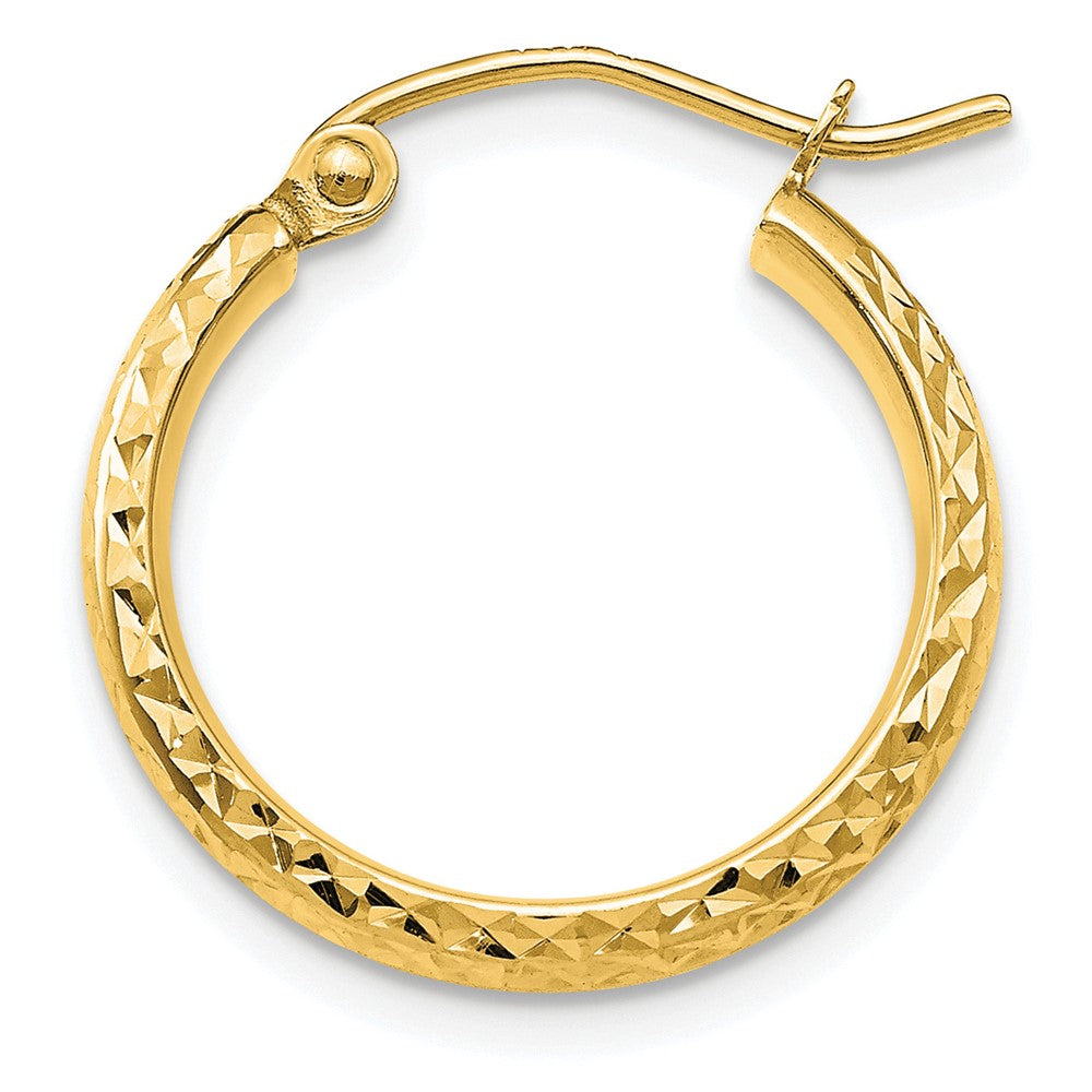 Single 14K Diamond-cut 2.5x18mm Hollow Hoop Earring