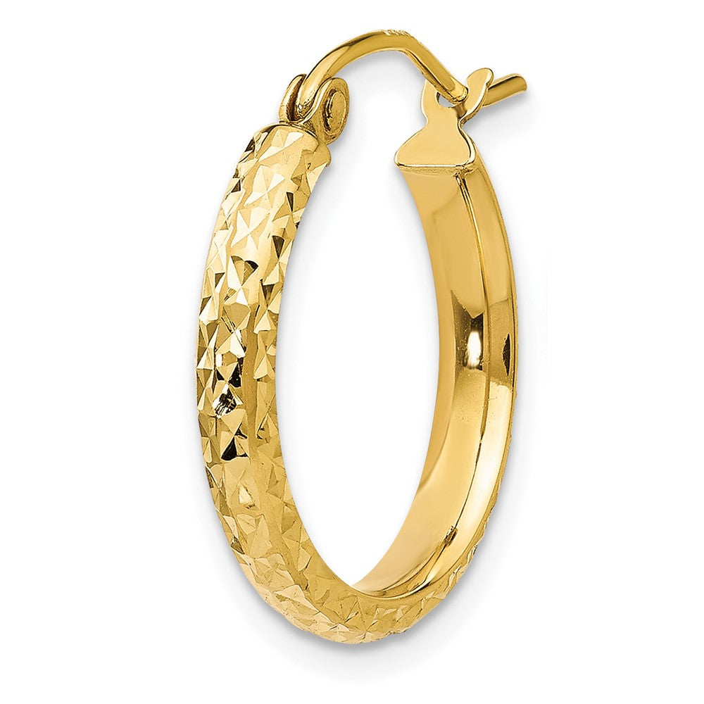 Single 14K Diamond-cut 2.5x18mm Hollow Hoop Earring