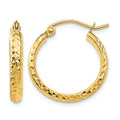 14K Diamond-cut 2.5x18mm Hollow Hoop Earrings