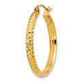 Single 14K Diamond-cut 2.5x25mm Hollow Hoop Earring