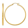 14K Diamond-cut 2.5x46mm Hollow Hoop Earrings